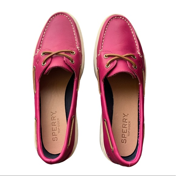 Sperry Pink A/O Top Sider Platform Leather Shoes Size 8.5 - Picture 8 of 16